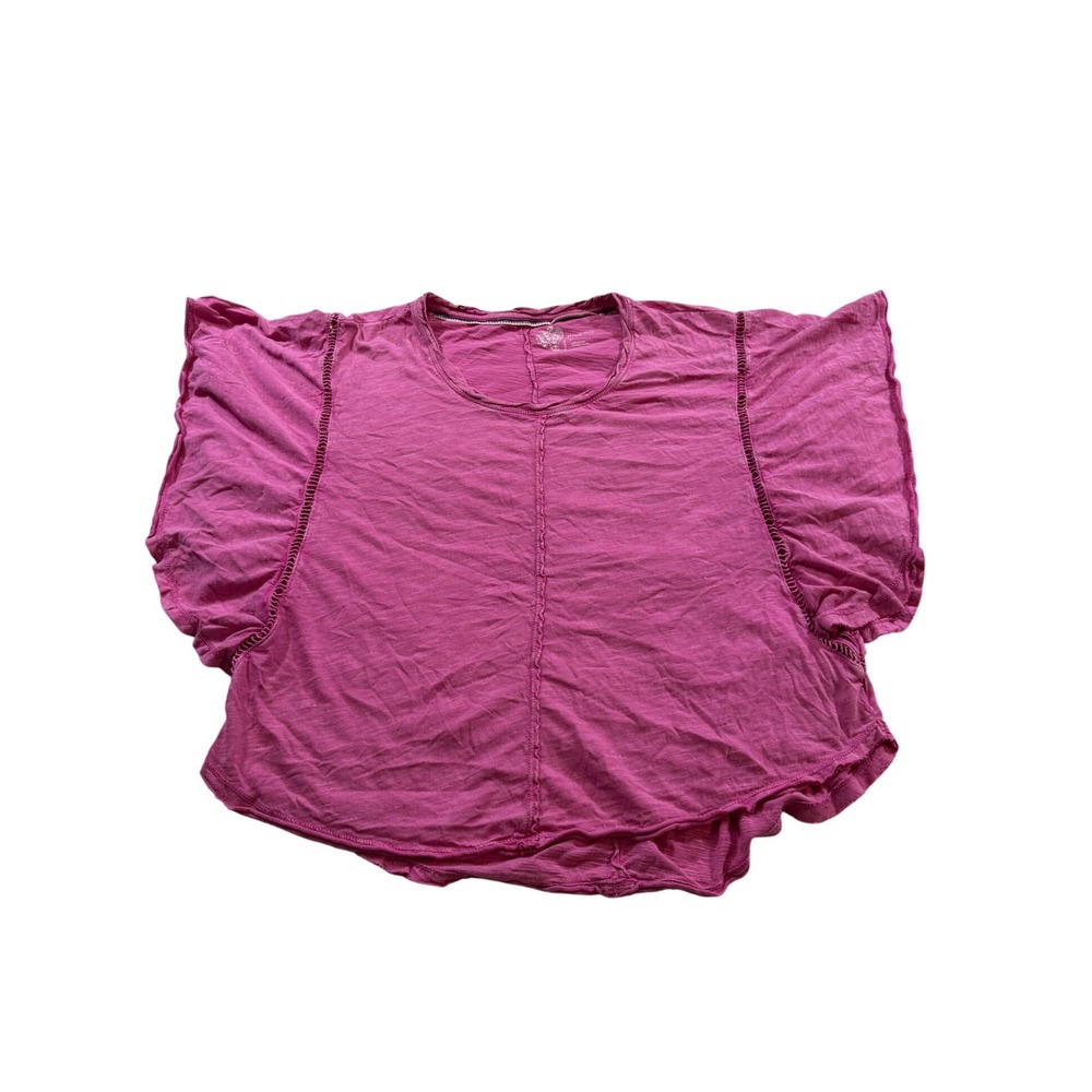 Pilcro Flutter Sleeve Top S Pink‎ Magenta Anthropologie Boho Ruffle Lagenlook